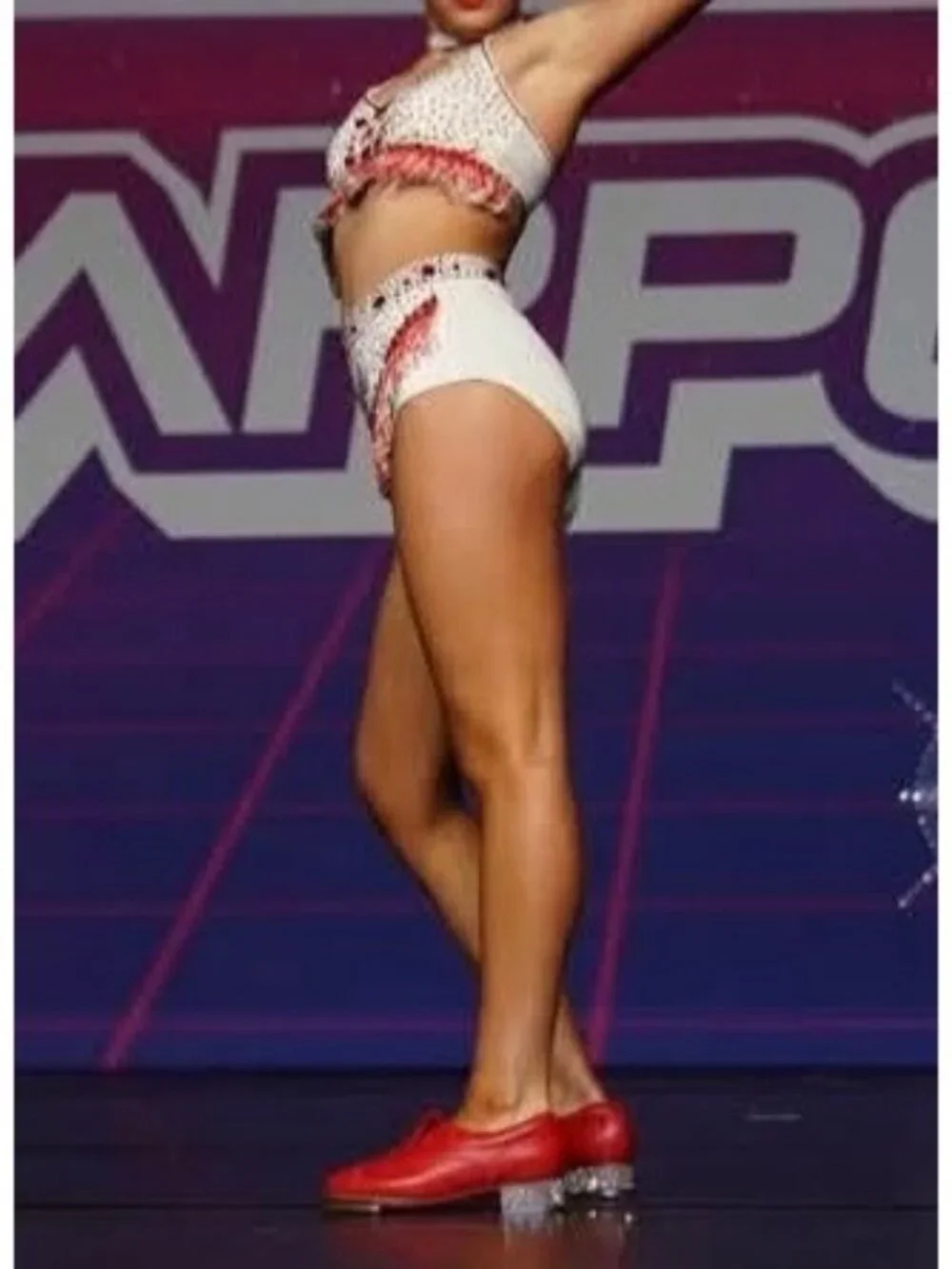 Kelle Large Child Red White Competition Dance Costume Fringe Tap Jazz Custom